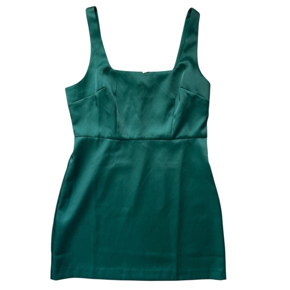 A New Day Emerald Satin Mini Dress - Picture 2 of 4